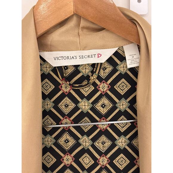 VICTORIAS SECRET Vintage Y2K 90s Satin Black And Gold Glamour Robe M - Picture 4 of 6